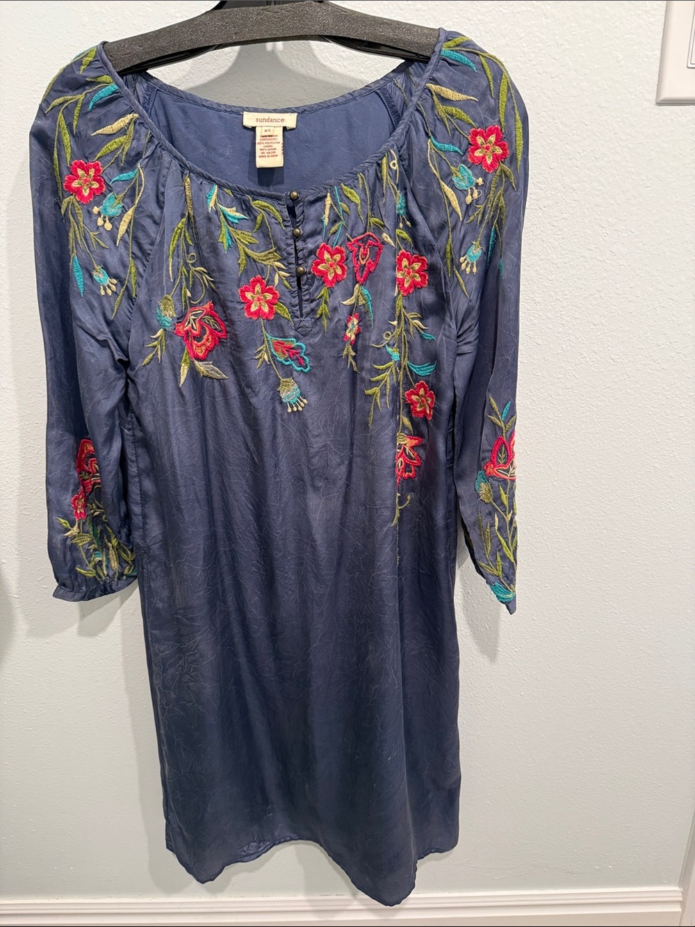 Sundance blue  Embroidered Floral  Dress